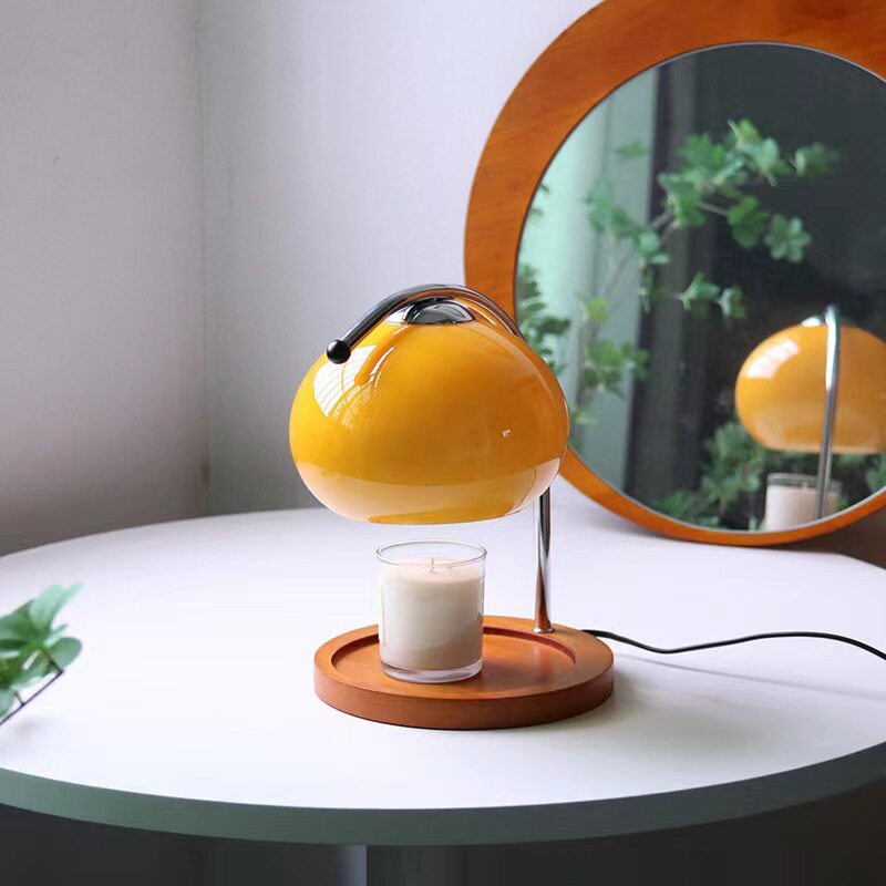 中古橘色玻璃韩式简约床头台灯