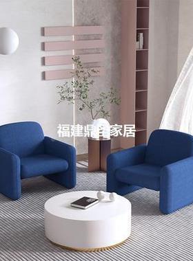 现代简约单人沙发小型ARK户客厅轻布艺奢发设计沙师休闲椅子躺椅