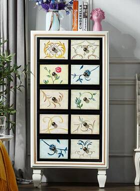 8V美五斗卧室收XOB纳客厅小边柜子式实木物柜白色抽屉柜柜简储约