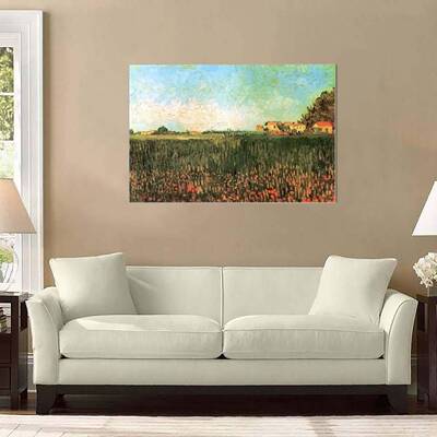 阿画心艺术厅装饰画尔高勒附近麦田里的农客舍手绘梵新装HPR修挂