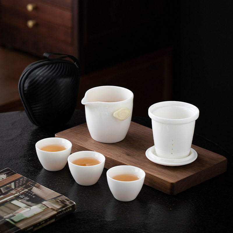 便携白瓷功夫旅行茶具套装