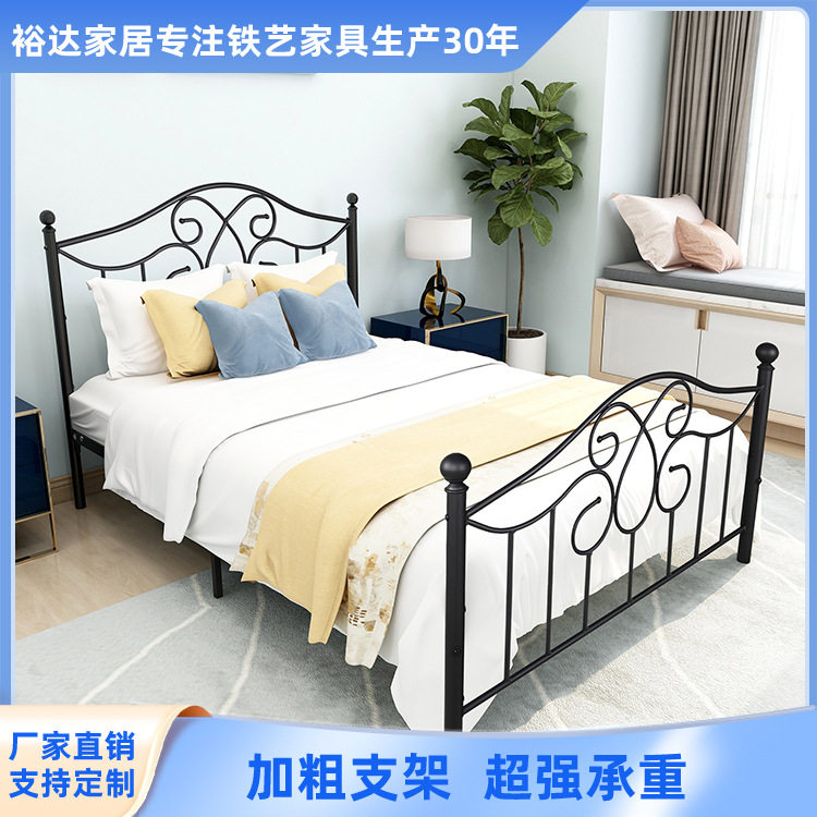 简约成人单层铁架床公寓酒店铁艺床家用小户型1.5米儿童床