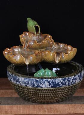 陶瓷水假山流流喷泉鱼缸POK高盆景观山水客厅办公室桌面加湿器摆