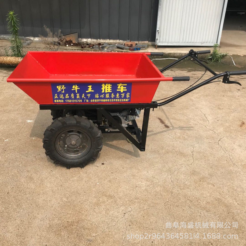 工地运输手推车 汽油翻斗搬运车 自走式动力推车工程施工运输