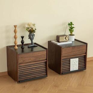 收北美黑桃木柜床头柜全实木床边柜现胡IGO代轻奢卧室纳樱桃木储