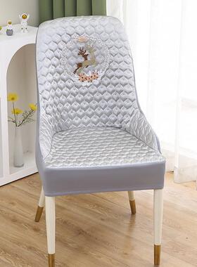用椅垫靠背罩弹力一体全通椅套轻奢弧形椅子加包EJI厚防滑凳子套