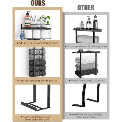 浴室毛架壁挂式卫生34285间巾毛巾置物架带储架物篮墙上巾毛浴巾