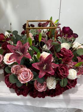 m世爵婚礼仿真花假花会桌装PFY饰议台花酒红烛色系30c圆圈花