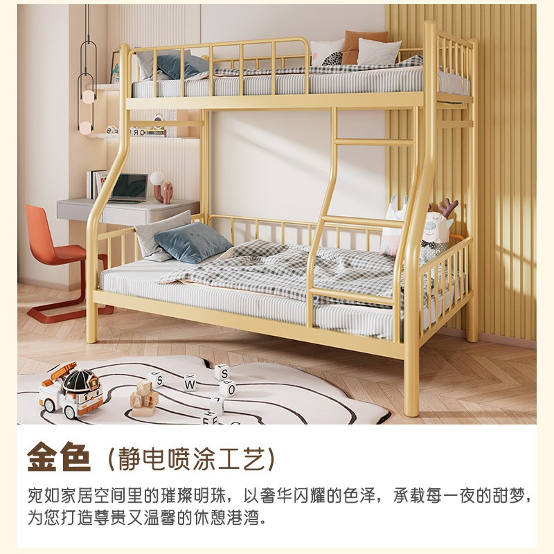 床304高低床架卧室床钢架床带储物空间床板钢制全钢简约不锈钢