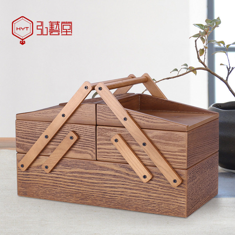 木制中式仿古双开首饰盒
