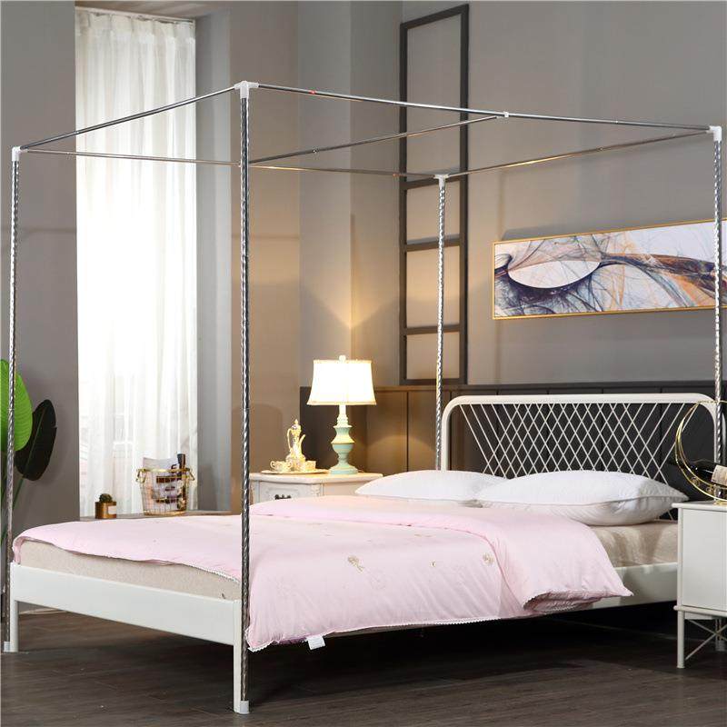 地蚊帐支架XJC杆子配三开门不锈件钢管方顶架子加主粗单开门落公