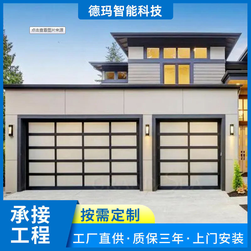无线遥控快速提升车库门 大型简易安装家用庭院实木不锈钢车库门
