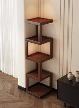 ?角置物一体靠架客厅QWC墙沙发中古风9转0度拐角角柜卧室角落收纳