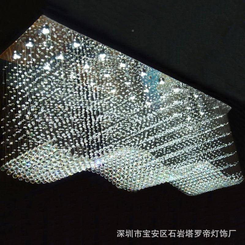 90型酒店大工程水晶灯长方形E奢厅华别墅客厅大灯简约现LD吸顶灯