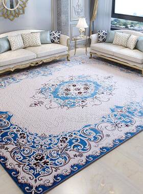 欧式丙纶地毯客厅美轻奢蓝色OTW式沙发几毯家用茶主卧短免洗易毛