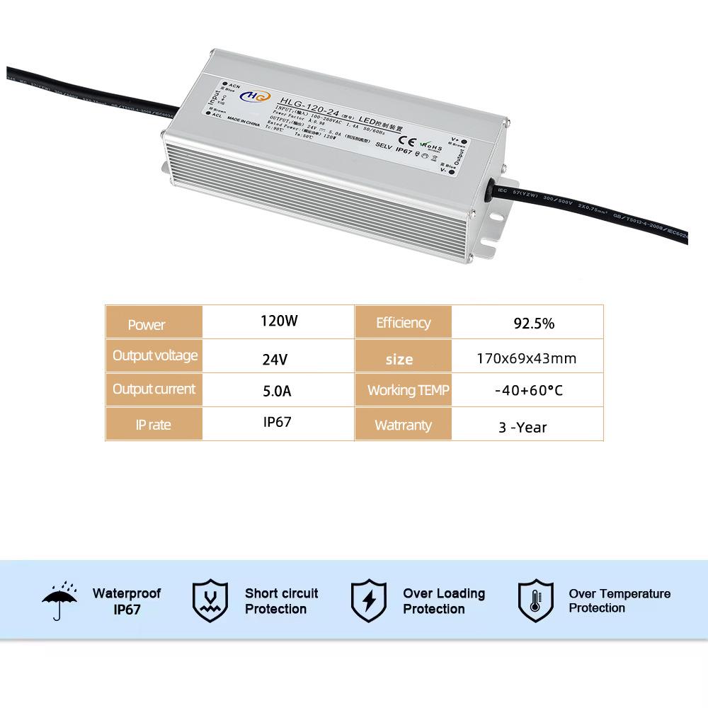 恒流恒源压12W驱动防水电源4890V36V48V高PF绿化路灯带0灯2条电开