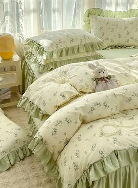 222002新5新全款小清花边床裙棉四件套