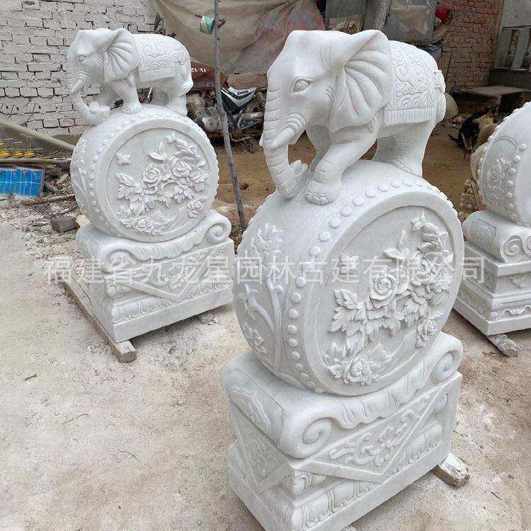 青石雕门墩石狮方子做大象抱鼓石摆件石旧芝麻白石材貔貅600抱鼓