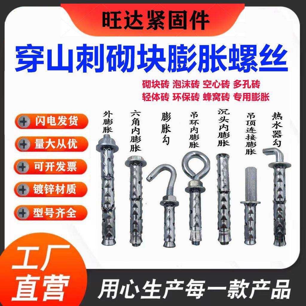 整箱穿山刺泡沫墙轻体砖专用倒刺膨胀空心砖加气块鱼鳞加胀栓长款