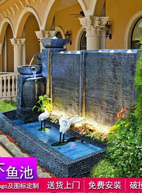 水幕景墙约假户山流水喷泉水酒店tb-63861外流水墙简装饰别墅庭院