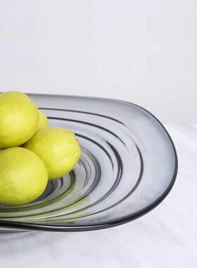 意式轻奢茶波浪造型装玻璃水果盘饰品创意所客厅几摆AL651488件酒