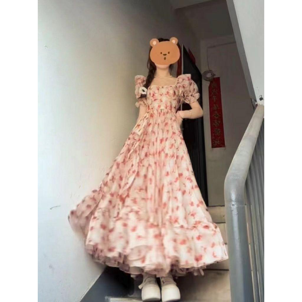 甜美温柔学院风法式绝美精致碎花连衣裙女学生新款高级大摆裙