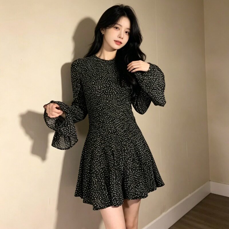 大码胖mm韩版温柔气质通勤简约连衣裙