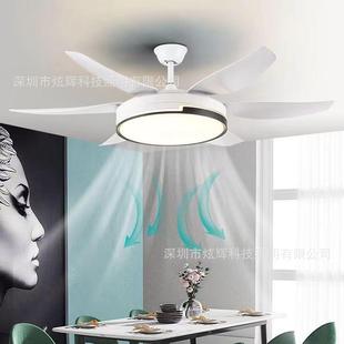 吊扇灯静音新款寸52客厅家用大尺寸扇灯餐直叶风扇厅大力风带灯吊