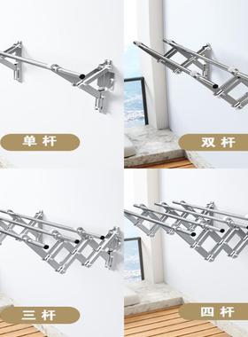 阳窗外mPW7tPiX缩晾衣杆衣架户外台推拉晒衣架晾不锈钢伸折叠衣杆
