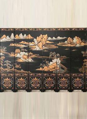 玄式中古典实木简约屏风关客厅隔断茶60843室办挡公装饰遮折叠移