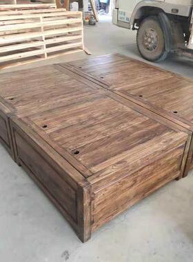 1老QOM双榆木床纯实木榻榻米床全木人床箱体床卯实榫卯.8米落地