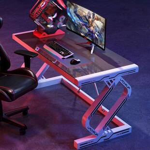 网红厚电竞桌台式 20家用电脑桌钢化固玻璃碳纤纹理电维脑桌加加桌