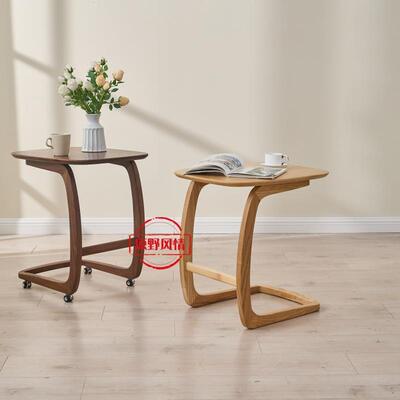 小茶几黑户胡桃角几木实沙发边几客厅阳台小型床边桌蜡木988白可