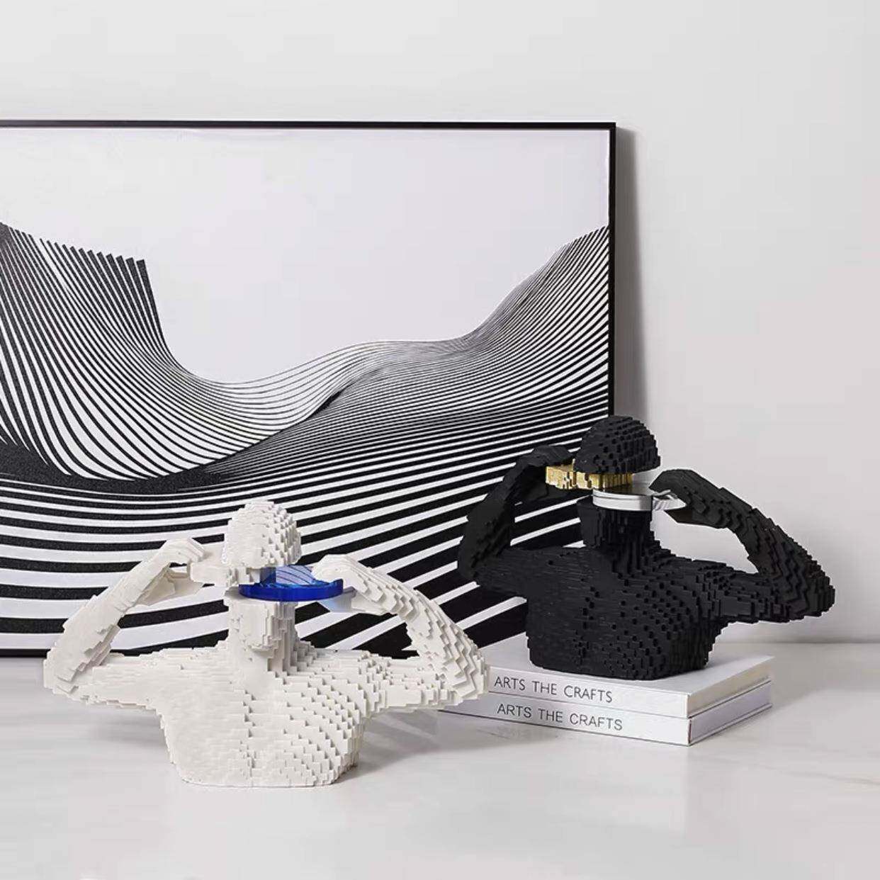 代积木面书人雕塑摆件意DS8850D式抽蒙象样板房玄现关酒柜架创意