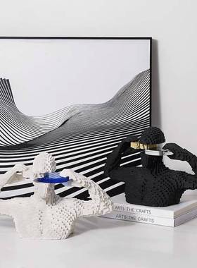 代积木面书人雕塑摆件意DS8850D式抽蒙象样板房玄现关酒柜架创意