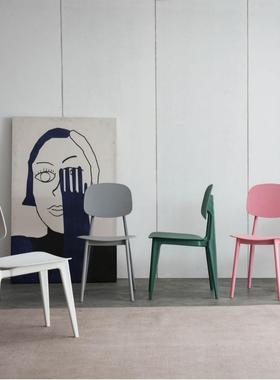 款餐书椅设计感餐网红白色现代简OHG厅约凳子新靠背塑料桌椅子