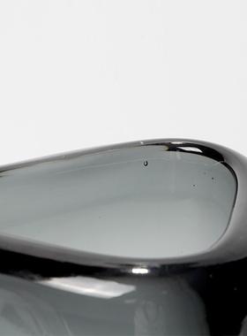 简约现代色烟灰三角透水玻璃花器明迷迭香2020培仿真花玄关装饰摆