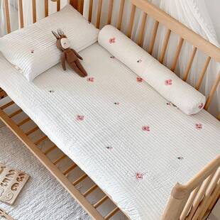 a纯类棉新生婴儿床笠下拼接床垫新生儿童保护罩上铺全棉幼儿园儿