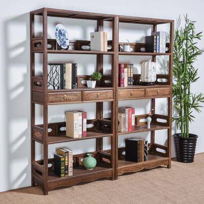 鸡翅实木中式仿客古书房厅置物木展示柜玄关隔73625断书橱储物红