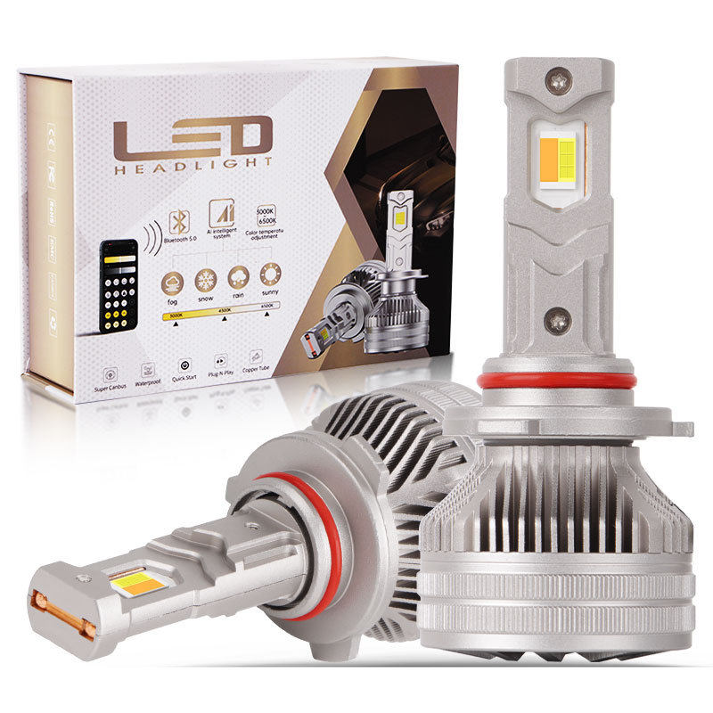 汽车led大灯手机APP智能控制调节色温灯泡改装大功率超亮9005车灯