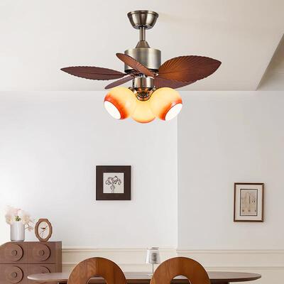 法式中古蕉叶风芭扇餐厅美灯式复古电扇灯南客厅房间洋卧无品牌/