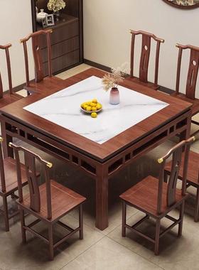 八桌仙实木正方形式餐用桌农中村家老式传统原木中堂四EPV方桌打