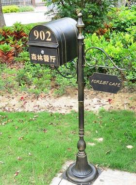 式复古信箱FII室落外防雨铁邮美筒别墅地信报箱艺小区花园立式信