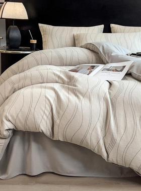 A类三层100424z纱磨毛四件套提花三件02秋冬加厚保42床单床笠暖床