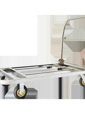 不锈钢方管手推车叠10236312静音平板车货车拉货车小推车拖推车小