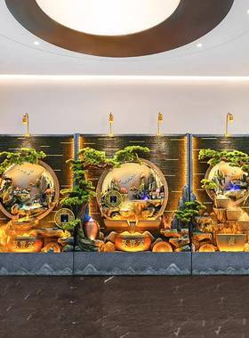 公司流水摆件水幕墙泉鱼缸环办公室庭院水客系景观厅喷风水轮DEQ