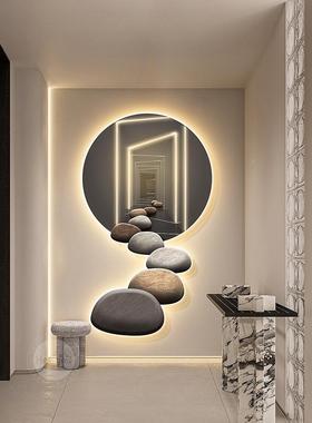石来运转饰玄关装画现代轻奢走64131入户廊尽头挂画画延伸感壁led
