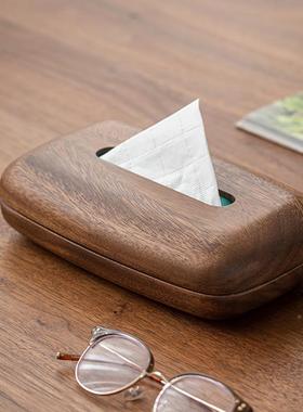 实木胡制纸巾盒高端餐桌抽纸盒中纸式酒店抽盒纸巾盒log纸o桃木抽