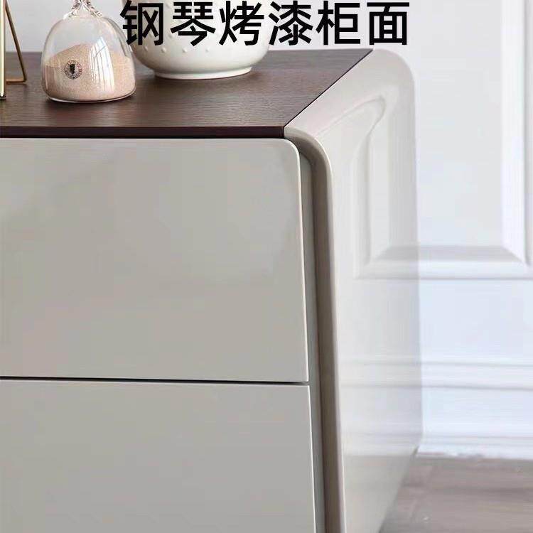 意式简卧头室钢琴烤漆床柜轻床边FY-068柜烟熏木收奢纳柜极客厅沙