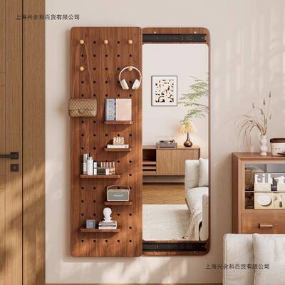 洞洞板隐形衣镜可关藏闭推拉全DLJ身穿镜用入户玄关家暗挂墙试衣